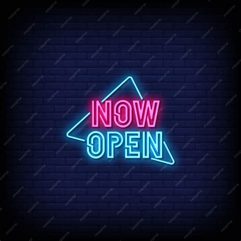 Premium Vector Now Open Neon Signs Style Text