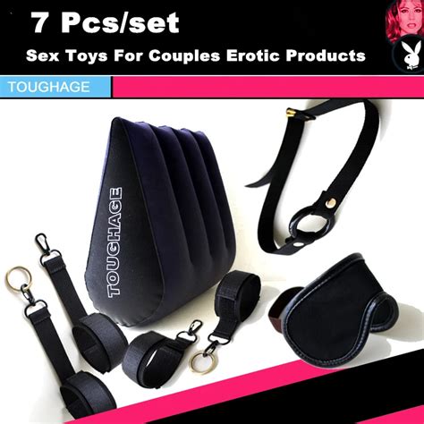 sex set bondage 7pcs set fetish magic triangle pillow and hand cuffs and open mouth gag and goggles