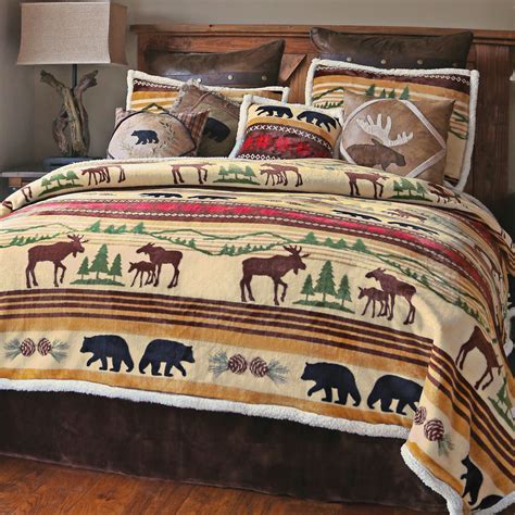 Mix & match personalized duvet covers and shams to add some personality to your room. Mountain Wildlife Plush Bed Set - Queen
