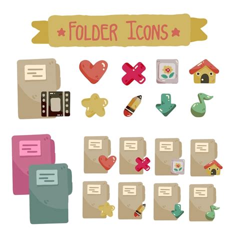 Premium Vector Cute Folder Icon Set For Desktop And Laptop Different