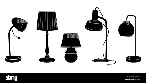 Table Lamps Icon Set Lamp Silhouettes Home Night Hotel Or Office