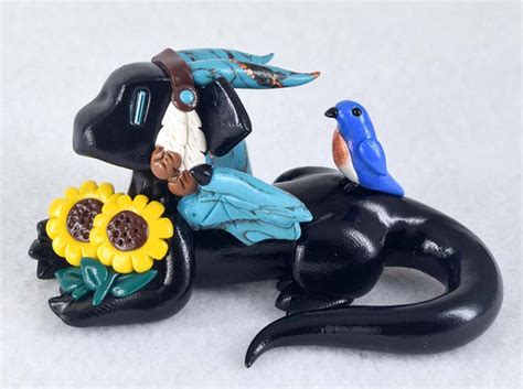 Commission Black And Turquoise Sunflower Dragon By Howmanydragons On