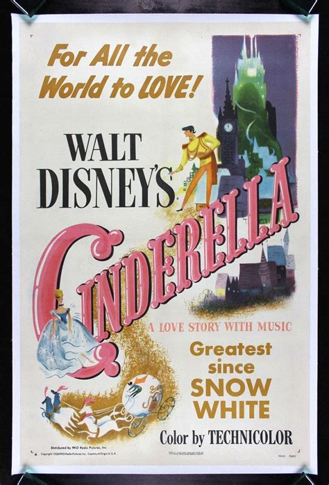Original Vintage 1950 Cinderella Movie Poster 1595 Disney Movie
