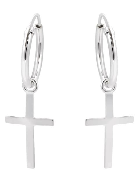 Essential Cross Sterling Silver Mini Hoop Earrings Walmart Com