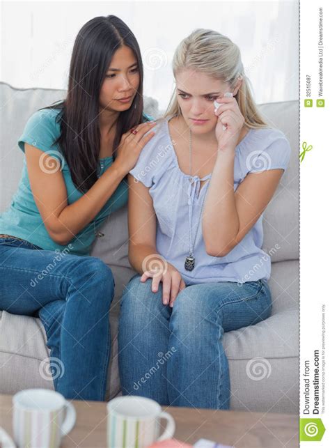 Friend Comforting Her Crying Friend Royalty Free Stock Photography