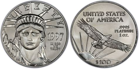 1997 American Platinum Eagle Bullion Coin 100 One Ounce Platinum Coin