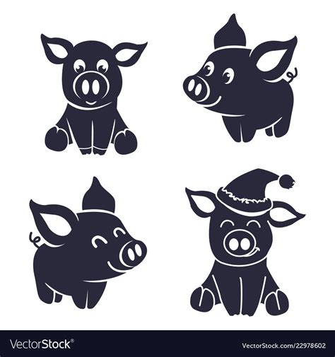 Pigs Silhouette Little Royalty Free Vector Image