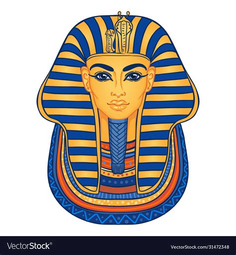 King Tutankhamun Mask Ancient Egyptian Pharaoh Vector Image