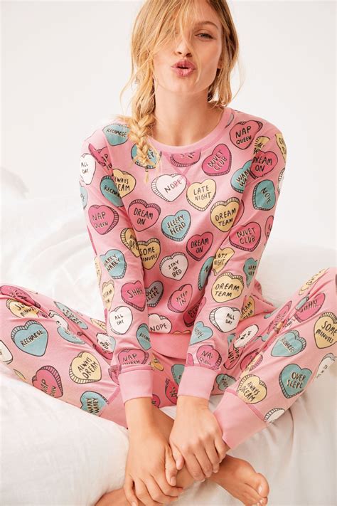 Buy Pink Love Hearts Cotton Pyjamas From The Next Uk Online Shop Pajamas Women Pajama Set