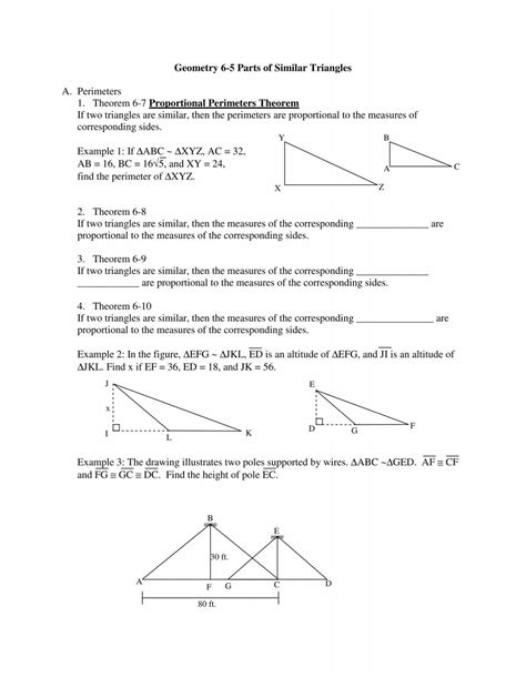 Geometry 6-5 Parts of Similar Triangles A. Perimeters 1. Theorem 6