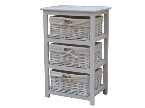 With a strong metal frame and a durable wooden table top, this storage tower is very stable and has an extremely long service life. WOODEN STORAGE TOWER WITH 3 WICKER BASKETS BOXES WITH ...