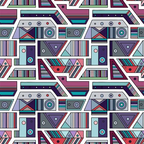 Geometric Vector Seamless Pattern With Different Geometrical Forms