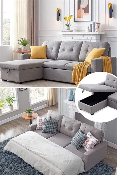 Light Gray Sectional Sleeper Sofa For Small Spaces 768x1152 