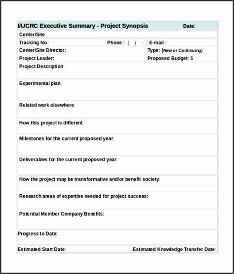 Project Summary Template Word
