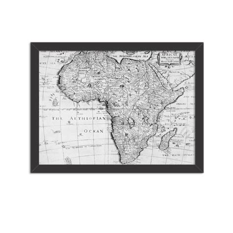 Quadro Decorativo Mapa Mundi Africa Preto E Branco Prego E Martelo