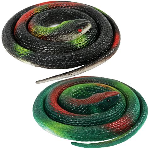 2 Pieces Realistic Rubber Snakes Fake Snakes 29 Inch Long Green