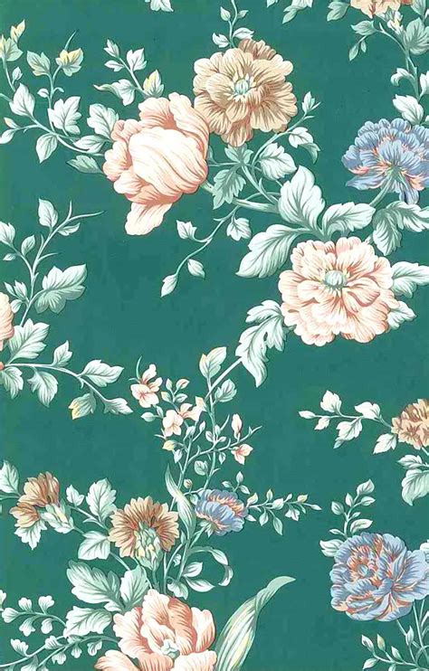 ✓ free for commercial use ✓ high quality images. English Cottage Floral Vintage Wallpaper Peach Green Pink ...