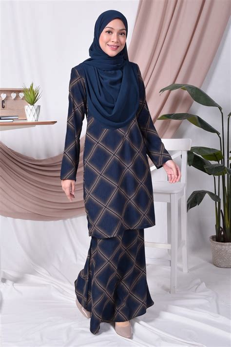 Baju Kurung Moden Trisha Diamond Blue Muslimahclothingcom