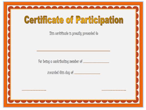 Certificate Of Participation Template Doc 1 Templates Example