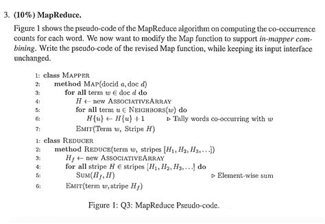Solved 3 10 Mapreduce Figure 1 Shows The Pseudo Code Of