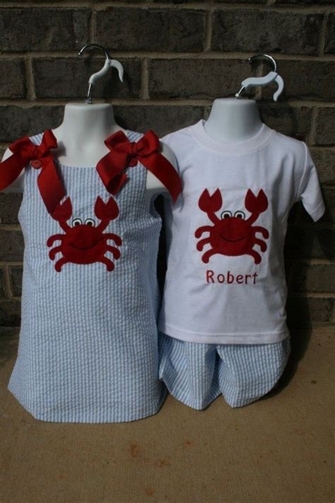 Matching Brother Sisiter Crab Outfits Etsy Picture Outfits Boy