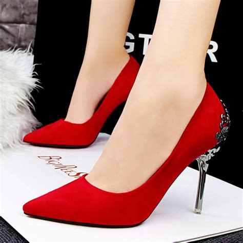 Pin By Mia On Le’beautiful Heels Suede High Heels Red Bridal Shoes Red Wedding Shoes