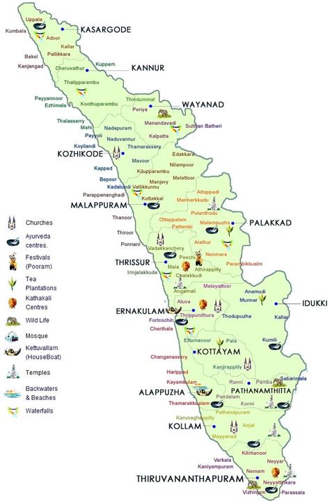The land where one experience the freshness and warmth of nature in every corner that one travels. Kerala Map India | Kerala travel, Kerala tourism, Weather in india