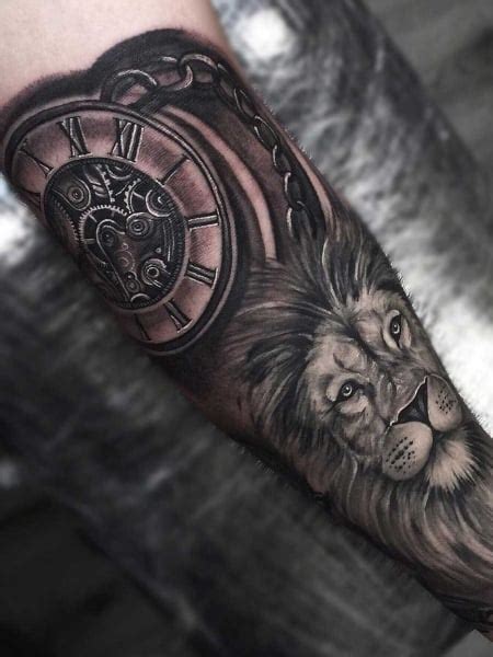 Top Clock Lion Tattoo Super Hot Esthdonghoadian