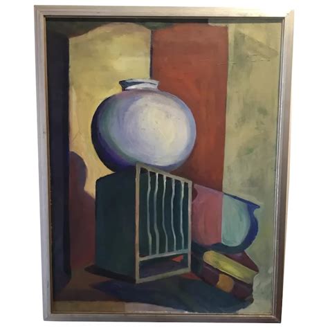 French Art Deco Oil Painting Studio Composition Ca 1920s Robert