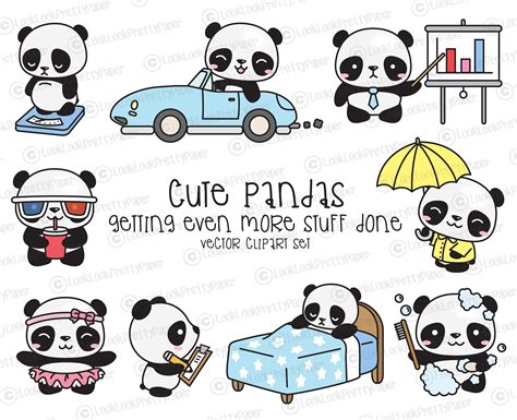 Premium Vector Clipart Kawaii Panda Cute Panda Planning Clipart Even