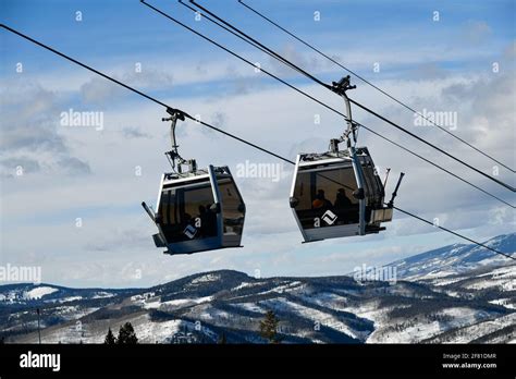 Ski Gondola Lift With Mountains On Background Vail Ski Resort In Colorado Usa Stock Photo Alamy