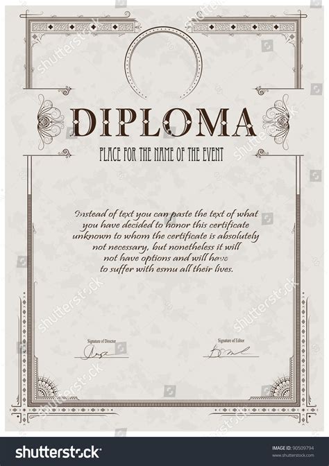 Vintage Frame Certificate Diploma Template Stock Vector 90509794