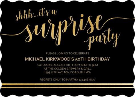 Shhh Its A Surprise 50th Birthday Invitation 50th Birthday Invitations