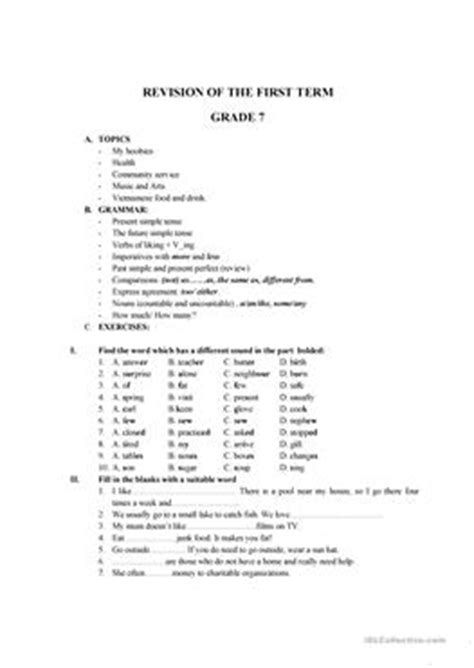 That's where our printable worksheets come in handy. English ESL grade 7 worksheets - Most downloaded (42 ...