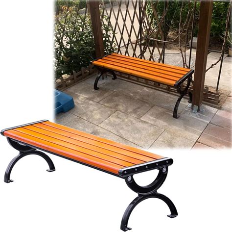 Vrseis Outdoor Backless Bench Slatted Seat Garden Benches