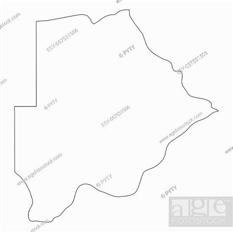 Botswana Solid Black Outline Border Map Of Country Area Stock Vector Vector And Low Budget