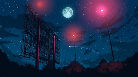 Starry Night Sky Moon Stars Anime Scenery 8k 6