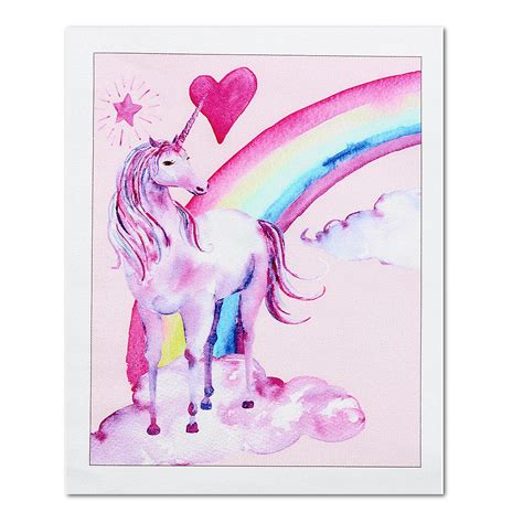 Pink Unicorn Rainbow Canvas Poster Art Print Kid Children Living Room