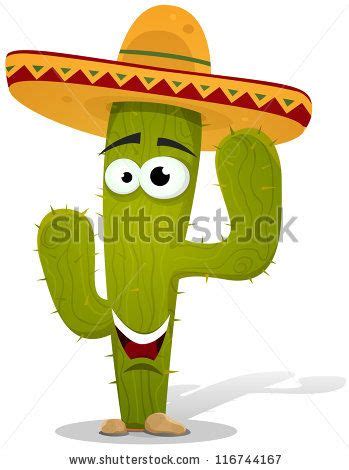Mexican man with cactus and guitar characters. Cartoon Mexican Cactus Character/ Illustration of a funny ...