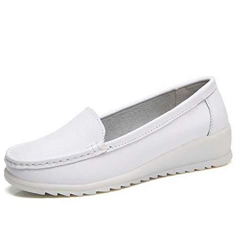 Zyen Womens All White Nursing Shoes Comfortable Slip On Nurse Work