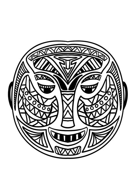 African Mask 5 Africa Adult Coloring Pages