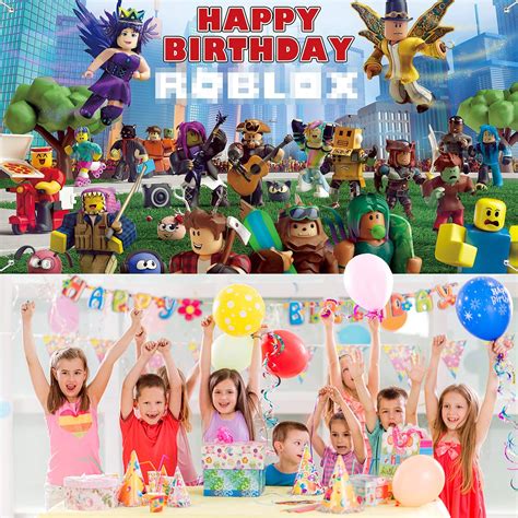 Buy Yanxi Robot Blocks Party Supplies Video Game Birthday Banner Birthday Party Banner Backdrop
