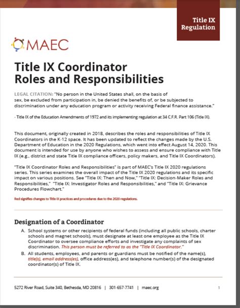 Title Ix Coordinator Roles And Responsibilities Maec Inc