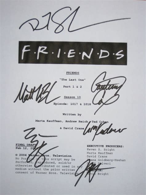 Friends Cast Signed Finale Tv Script Screenplay Autographs Etsy