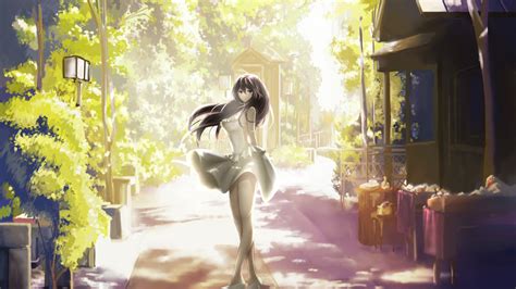 1920x1080 Anime Girl In Beautiful Dress Outdoors 4k Laptop Full Hd