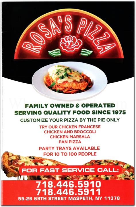 Rosas Pizza Restaurant In Queens Official Menus And Photos