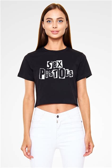 sex pistols siyah crop top tişört