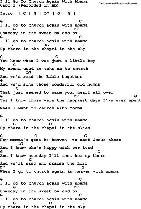 Ill Go To Church Again With Momma Bluegrass Lyrics With Chords