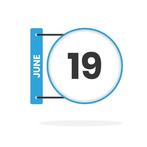 June 19 Calendar Icon Date Month Calendar Icon Vector Illustration