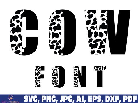 Wall Hangings Animal Fonts Svg Cow Pattern Half Print Font Letters